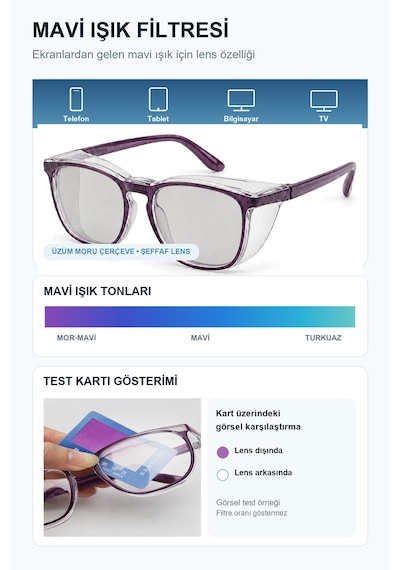 Fotokromik Polarize Uv Korumalı Buğu Önleyici Yan Siperlikli Güneş Gözlüğü Üzüm Moru Siyah
