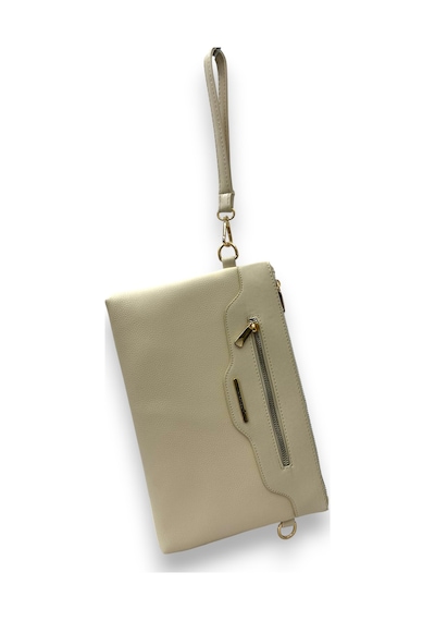 Sanmorris Kadın Suni Deri Ayarlanabilir Çapraz Ve El Askılı Portföy, Clutch Çanta Krem