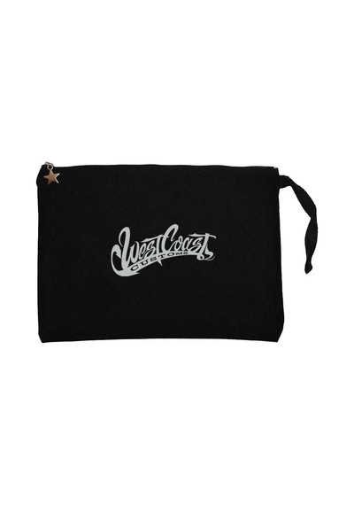 West Coast Customs Text Siyah Clutch Astarlı Cüzdan / El Çantası Siyah