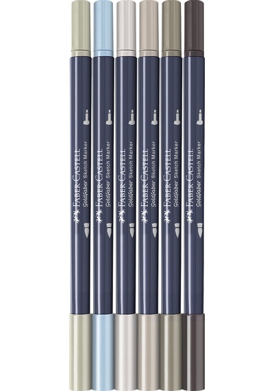 Faber-Castell Goldfaber Sketch Marker Seti, Architect, Mimari Projeler İçin, Su Bazlı, Fırça ve Fineliner Uçlu