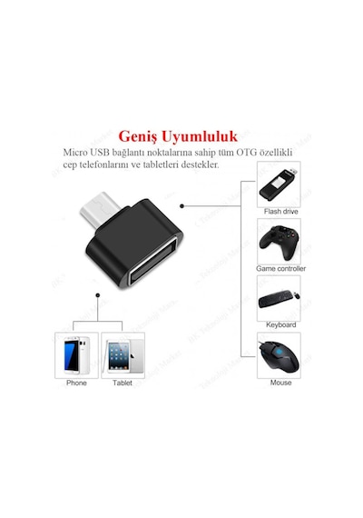 Wozlo Micro USB to USB OTG Çevirici Dönüştürcü Siyah