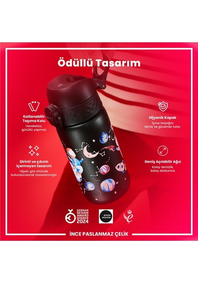 Ion8 - Paslanmaz Çelik Çocuk Suluk - Uzay - 400 Ml - Sızdırmaz Çok Renkli