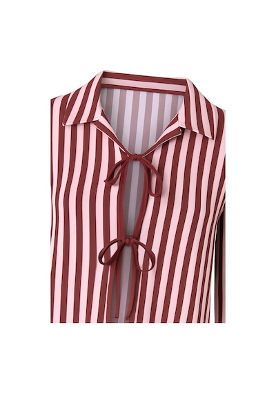 3'lü Çizgili Pamuklu Pijama Takımı Kk30134 Bordo - Pembe