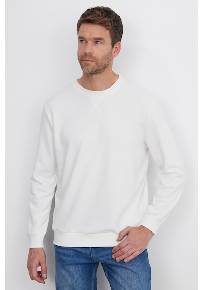 Tudors Unisex Relax Fit Rahat Kesim %100 Pamuk 3 İplik Basic Beyaz Bisiklet Yaka Sweatshirt-26563 Tudors Unisex Relax Fit Rahat Kesim %100 Pamuk 3 İplik Basic Beyaz Bisiklet Yaka Sweatshirt-26563