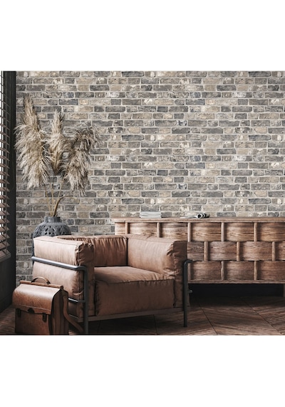 Roka 23104-3 Taş Desenli Kahverengi Duvar Kağıdı 16,5 M2
