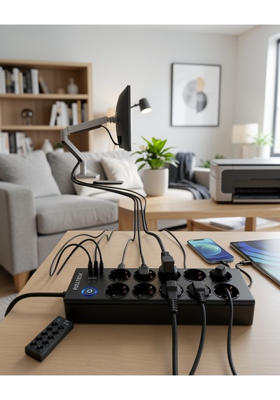 Akım Korumalı 10'lu Çoklu Priz Usb-a Ve Type-c Şarj Çıkışlı 2 m