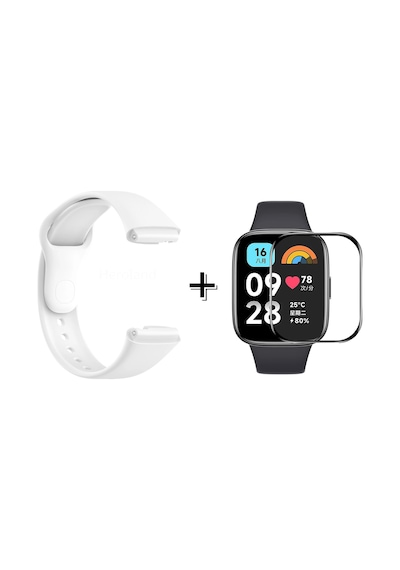 Forzacase Xiaomi Redmi Watch 3 Active İle Uyumlu Silikon Kordon Kayış + Ekran Koruyucu Film - Fc171 Beyaz