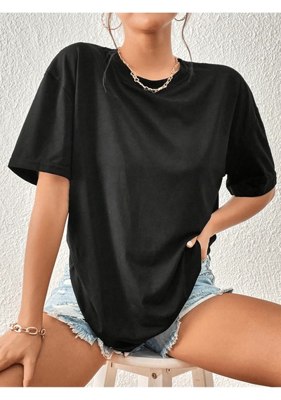 Uyguntarz Unisex Kuyruklu Tilki Tasarım Basklı Tshirt Siyah