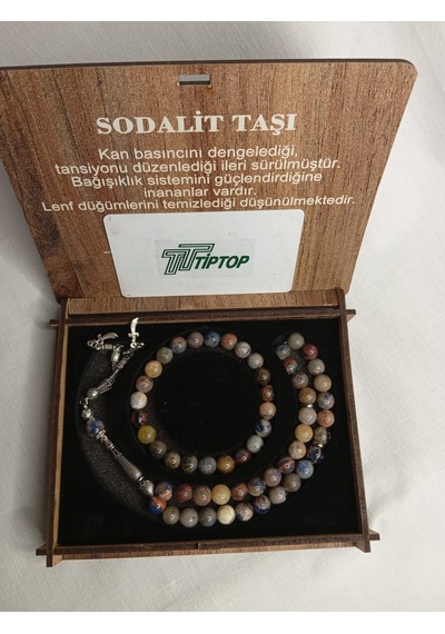 Tiptop/ Sodalit Taşı Tesbih Bileklik Seti Kutulu Çok Renkli