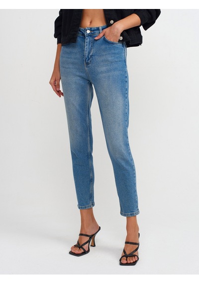 Dilvin Comfort Likra Denim Mom Pantolon Tint