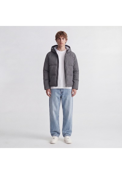 Jack & Jones Erkek Ayarlanabilir Bagcikli Kapüsonlu Puffer Ceket - Galaxy - 12303930 Asphalt