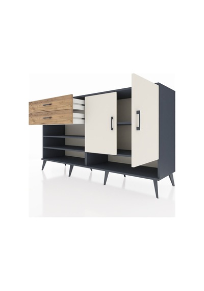 Hyperion Konsol 4 Raflı 2 Çekmeceli 2 Kapaklı 176x44x99 Antrasit- Antrasit-aytaşı/çam Hyperion Konsol 4 Raflı 2 Çekmeceli 2 Kapaklı 176x44x99 Antrasit- Antrasit-aytaşı/çam