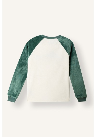 Defacto Baskılı Reglan Kollu Üst Lastikli Paça Pelüş 2li Pijama Takımı Erkek Çocuk I3392a826cwgn469 Yeşil-gn469