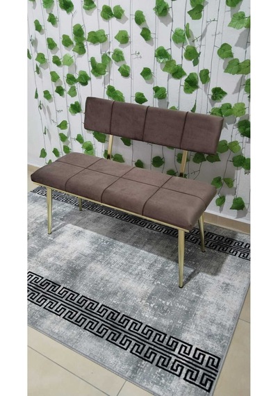 Özcan Metal Metal Ayaklı Metal Kasalı Sırtlı Gold Mutfak Salon Antre Yatak Odası Puf Bank Oturak Bench Kahverengi