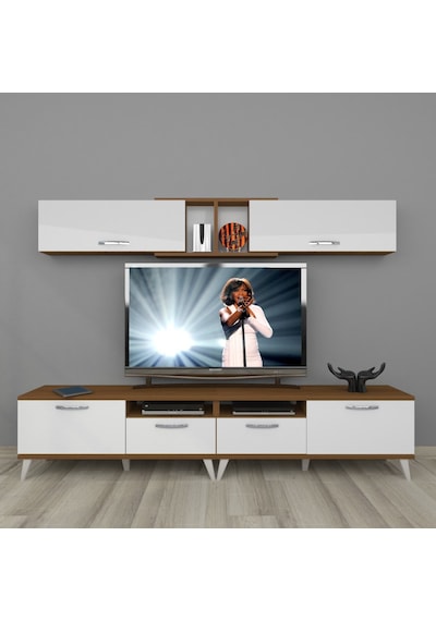 Decoraktiv Eko 5220 Mdf Retro Tv Ünitesi Tv Sehpası Ceviz - Beyaz
