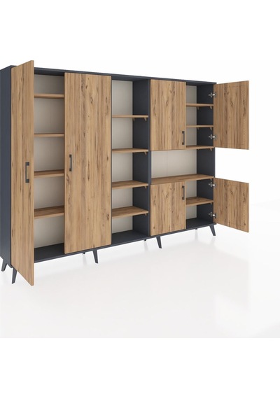 Arges Dolap 13 Raflı 6 Kapaklı 220x30x163 Antrasit-çam Atlas Çam - Antrasit Arges Dolap 13 Raflı 6 Kapaklı 220x30x163 Antrasit-çam Atlas Çam - Antrasit