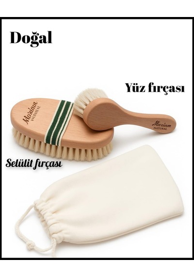 At Kılı Selülit Fırçası Ve At Kılı Yüz Temizleme Fırçası Saklama Kesesi Hediyeli
