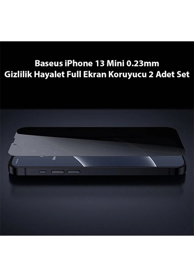 Baseus İphone 13 Mini 0.23mm Gizlilik Hayalet Full Ekran Koruyucu 2 Adet Set- 5775