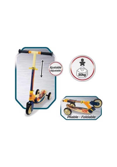 Smoby, 750119, Ahşap Ve Metal Tasarımlı 3 Tekerlekli Scooter, Retro Tasarım, 20 Kg Taşıyabilme, Göz Alıcı Renkler, Ayarlanabilir Gidon - Teşhir