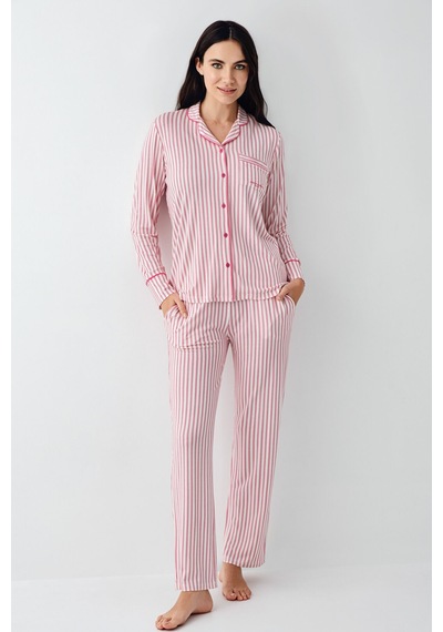 Pierre Cardin Kadın Bordo Gömlek Pijama Bordo