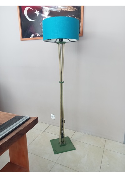 Lambader- Ahşap Ayaklı Köşe Lambası-orman Yeşili Petrol Mavi