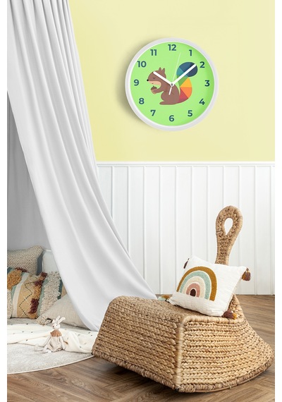 Sevimli Sincap Çocuk Odası Duvar Saati - 25cm - Önü Camlı Beyaz Kasa - Sessiz Mekanizma-jh1004 Beyaz