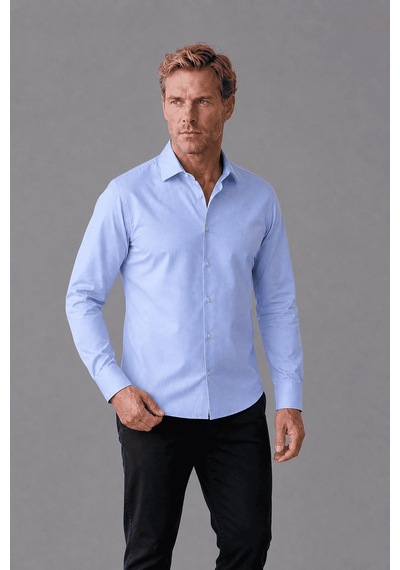 Bisse Mavi Regular Fit Cepsiz Klasik Uzun Yaka Gömlek Gmkls252180 D35