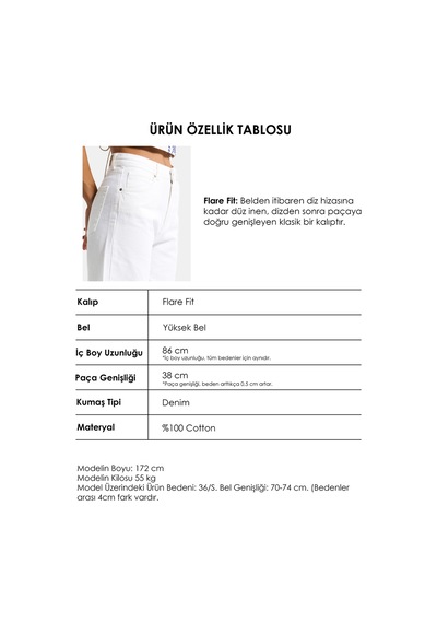 Itsbasic Kadın Kırık Beyaz 7s6-101 Mry Flare Fit Komfort Kumaş Denim Jean