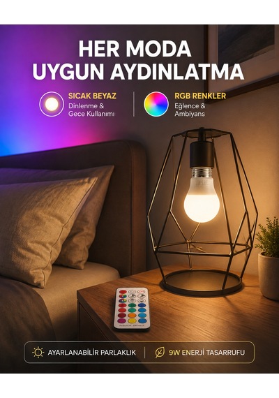 Kumanda Destekli Çok Renkli Akıllı Led Ampul Yeni Nesil - Lisinya 83279217