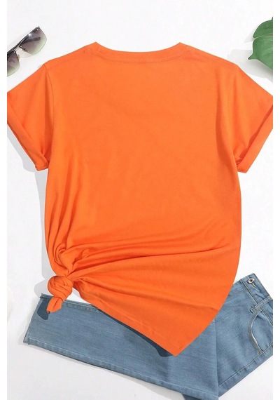 Startmore Sevimli Minik Kedi Baskılı T-shirt Turuncu