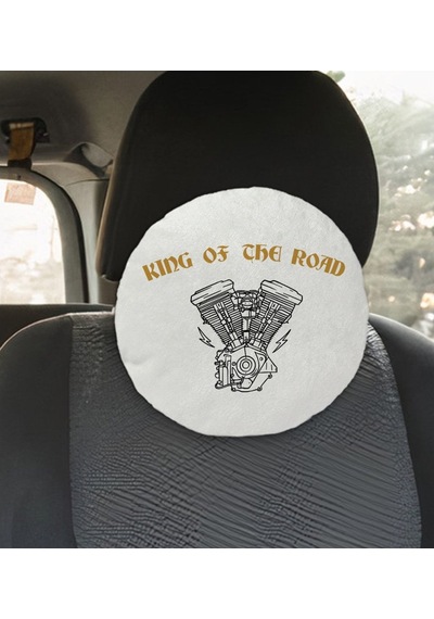 Bk Gift King Of The Road Tasarımlı Yuvarlak Araç Koltuk Yastığı-1