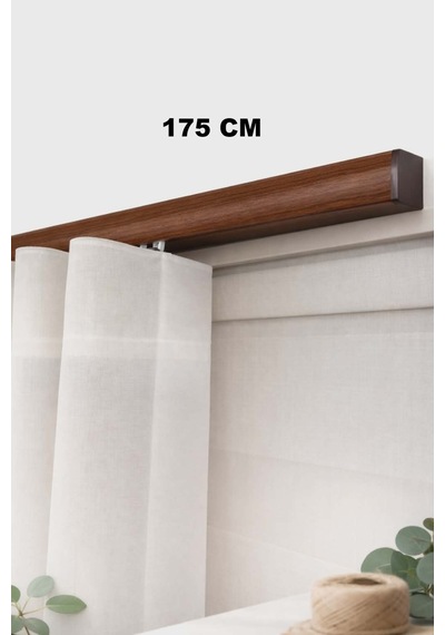 Ceviz Dekoratif Ray 2 Kanallı Dekoratif Metal Perde Kornişi Ceviz175cm - 847807672 Ceviz175cm