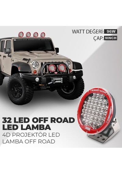 9" 96W 32 Led Explorer Kırmızı Off Road Led Lamba
