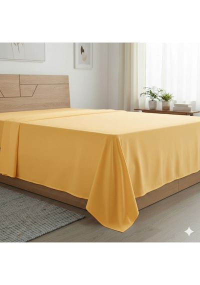 Tek Kişilik Düz Çarşaf Pamuklu Kumaş Lastiksiz Çarşaf 160x240 Sarı