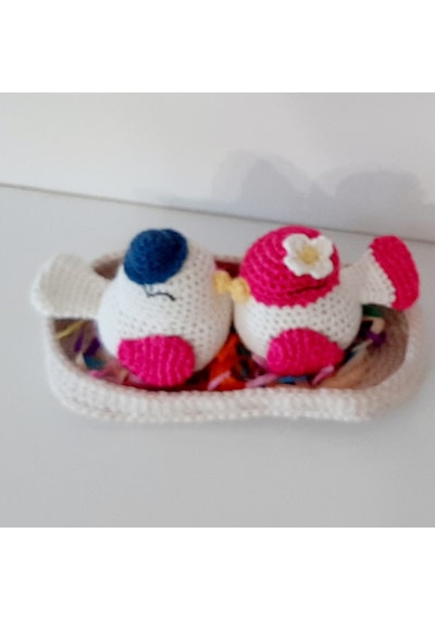 Amigurumi Örgü Oyuncak Sevgili Kuşlar Çok Renkli