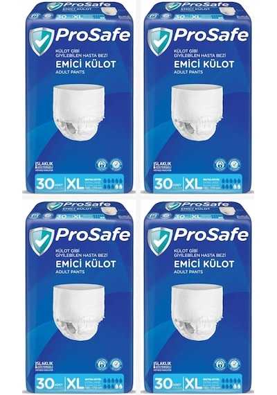 Prosafe Emici Külot Xlarge Ekstra Büyük Boy Hasta Bezi 120 Adet 4x30 Paket XL