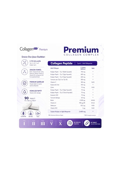 Collagen Forte Platinum Tip 1,2,3,5 Ve Tip 10 Kolajen 90 Tablet