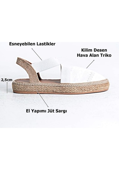 Roof Atelier Rosa Beyaz Triko Espadril Ayakkabı Ayakkabı Beyaz