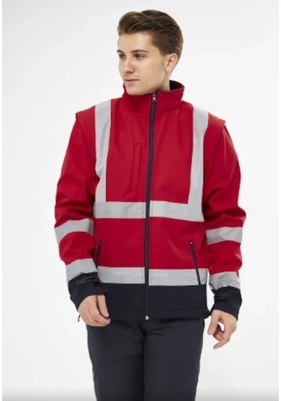 Orange Safety Softshell Mont Reflektörlü Kolları Çıkmalı Kırmızı