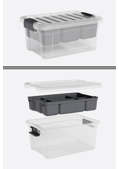 Flora Kilitli Bölmeli Saklama Kutusu, Bujiteri Takı İlaç Dikiş İp Kırtasiye Oyuncak Organizer 3,2 Litre Şeffaf