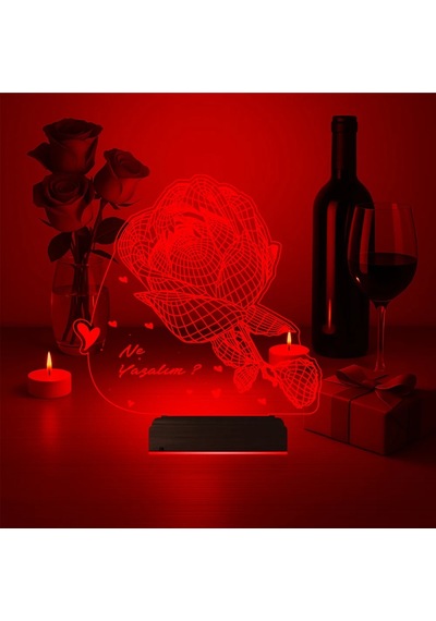 Luvivia Sevgiliye Hediye Gül Kişiye Özel 3d Lamba - Masa Gece Lambası V2