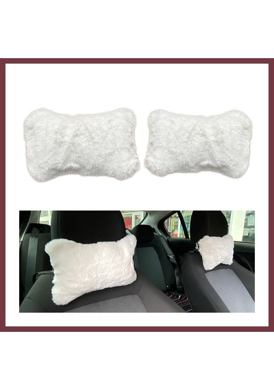 Storeşahin Yumuşak Peluşlu Ortopedik Araba Seyahat Boyun Yastığı 2'li Beyaz Shn0720