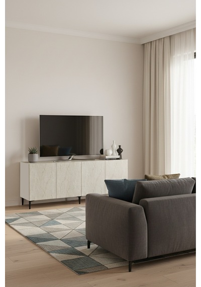 Ka1899bt Aplos Konsol ,tv Sehpası Beyaz-traverten 180cm