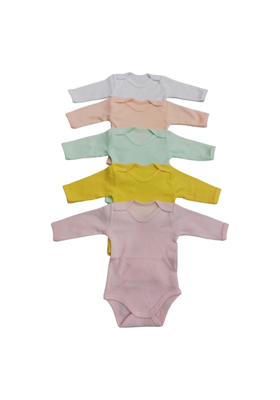 Özdemirli Bebe Uzun Kollu Çıtçıtlı Badi Bisiklet Yaka Body Zıbın (5li Paket)