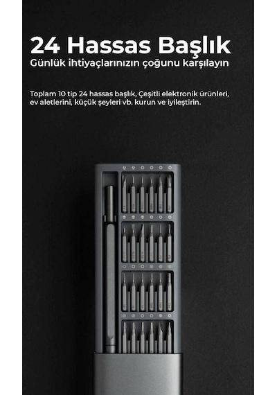 24'lü Hassas Mıknatıslı Çoklu Tornavida Seti Elektronik Saat Bilgisayar Tamir Tornavidası - Pda00006