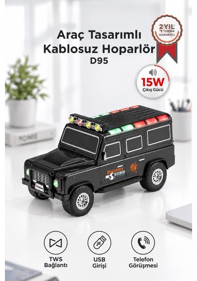 Torima Bluetooth Hoparlör Araba Tasarımlı Tws 15w Usb Speaker D95 Siyah