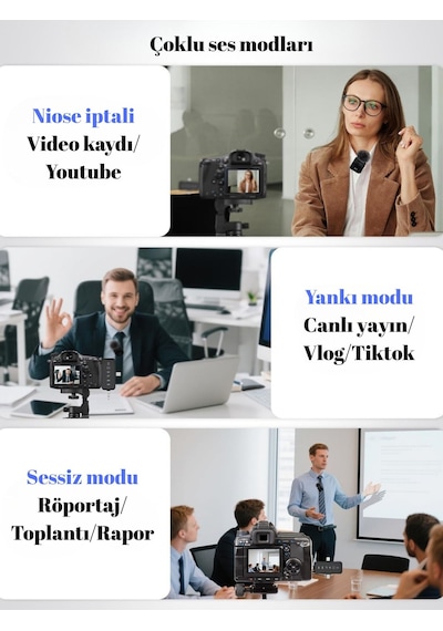 Plentiful Çoklu Giriş Kablosuz Çiftli Yaka Mikrofonu