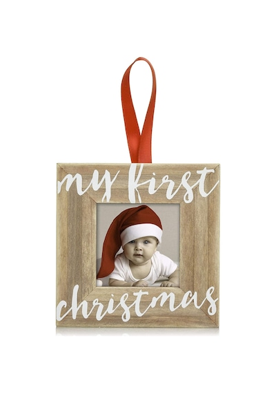 Bebeğin İlk Noel Ahşap Resim Çerçevesi Süsü, Ebeveynleri Beklemek İçin, Rustik Tatil Süsü