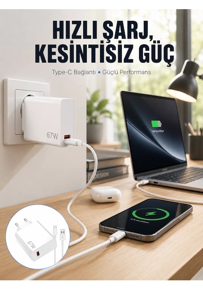 67w Type-c Turbo Şarj Cihazı Aşırı Akım Ve Isı Koruması Seyahat Uyumlu Yeni Nesil 1