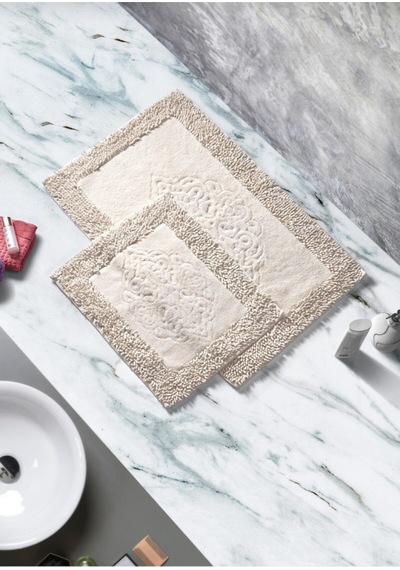 Cotton Special 2'li Osmanlı Desen Pamuklu Klozet Takımı Cappicino Renkli